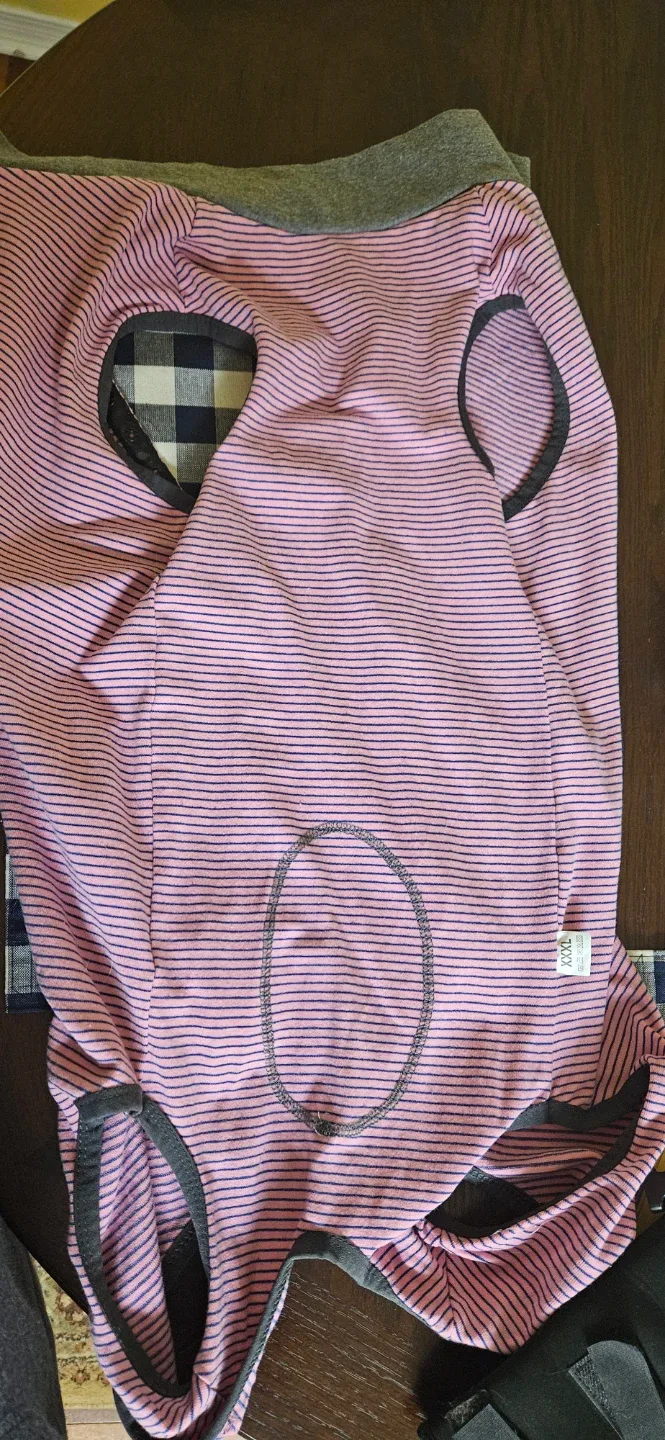 XXXL Dog surgery jumper- Pink Striped image indicator(3)