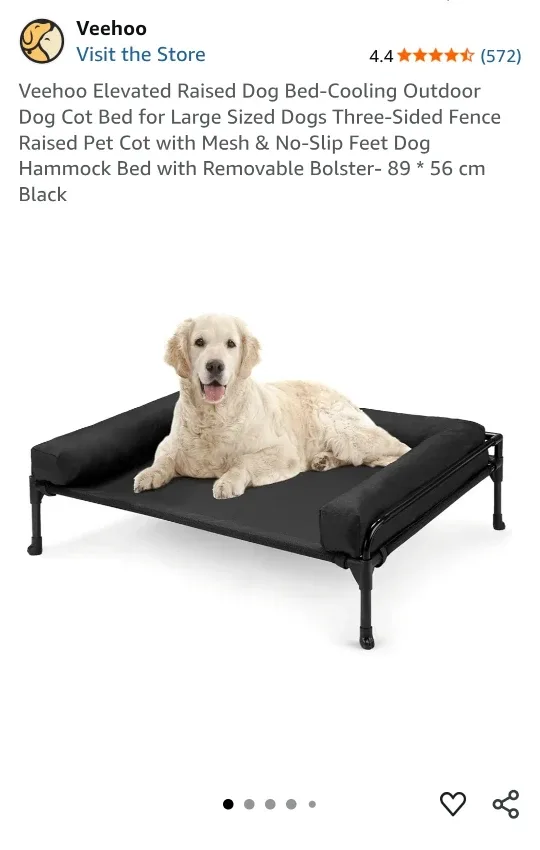 Veehoo Elevated Dog Bed - 89 x 56 cm - Black