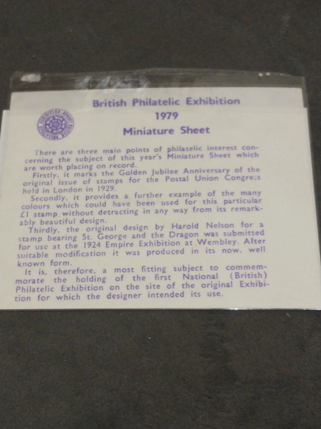 Beautiful British Philatelic Exhibition 1979 Miniature Sheet - photo 2