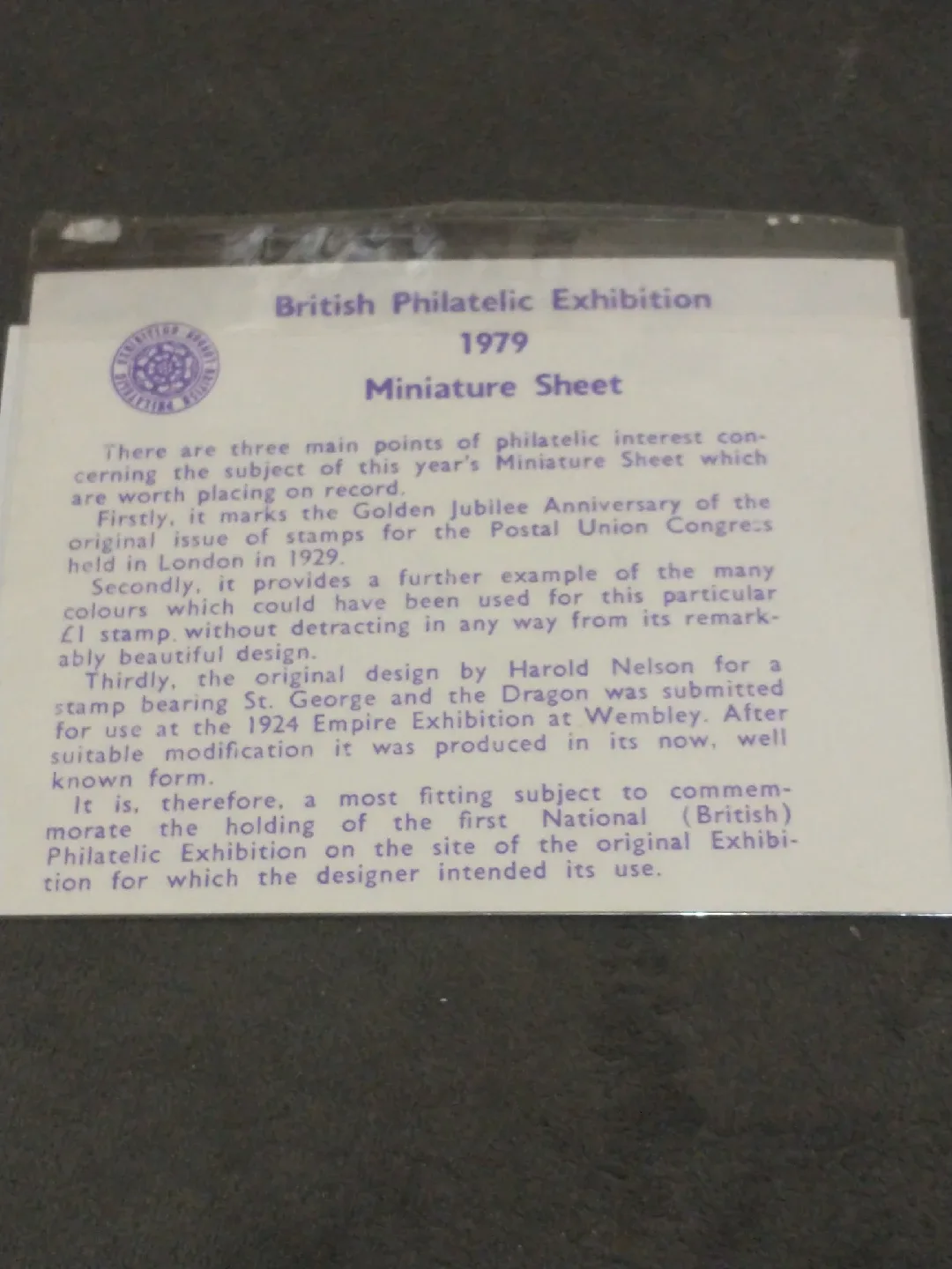 British Philatelic Exhibition 1979 Miniature Sheet image indicator(2)