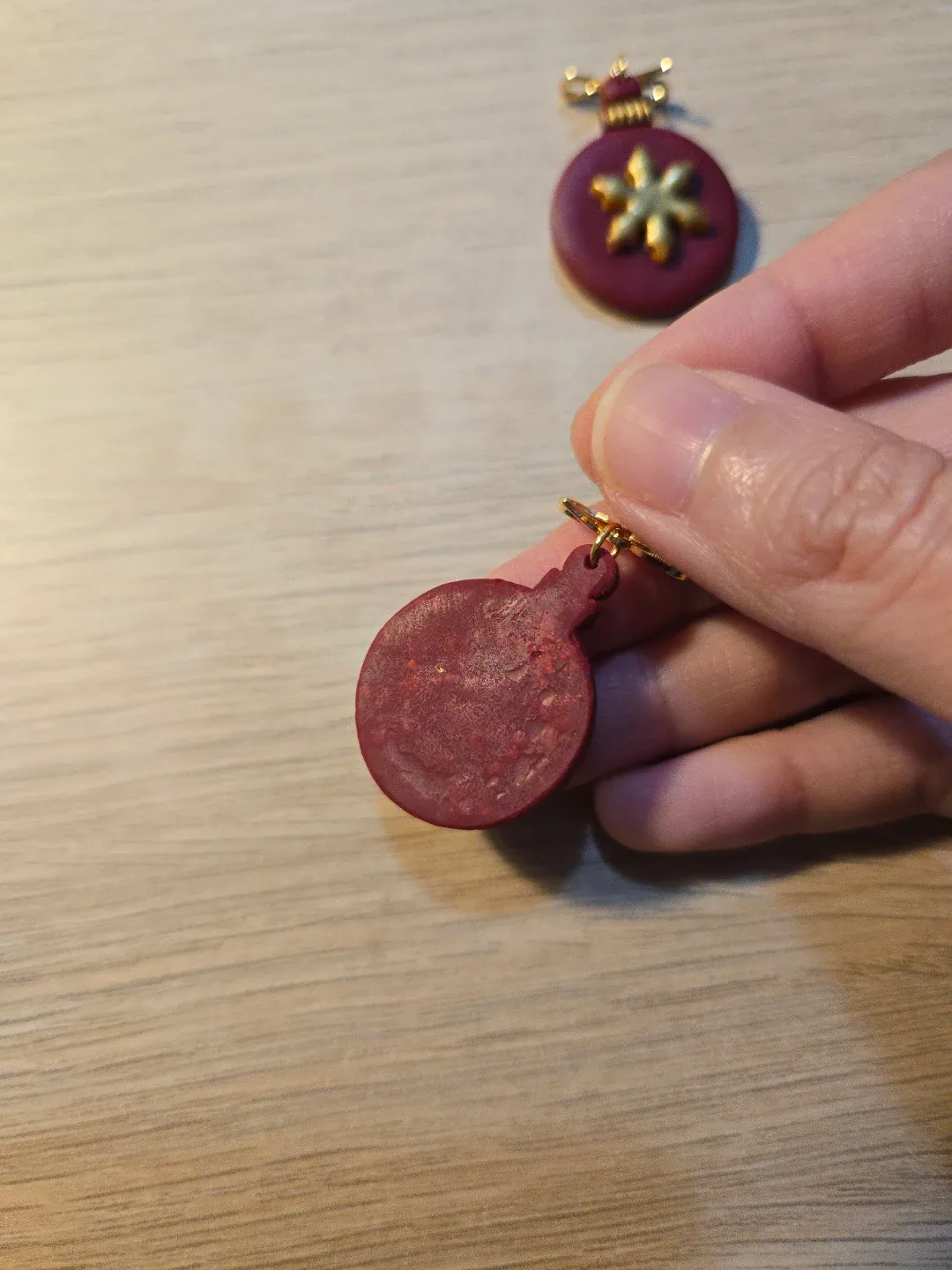 Handmade Snowflake Ornament Clay Earrings, Clearance image indicator(3)