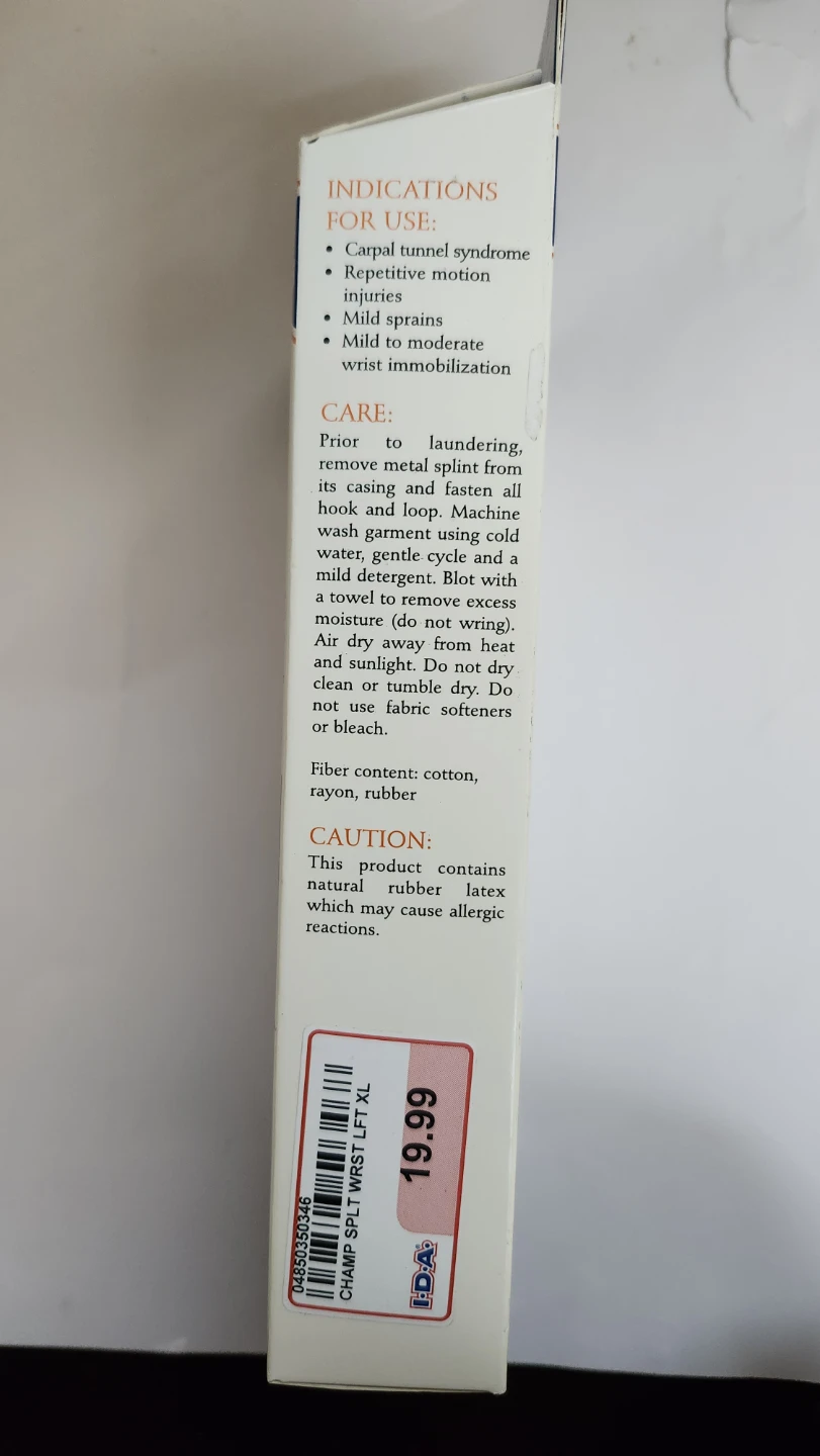 Brand New Champion Elastic Wrist Splint - XL - Left Hand - photo 3