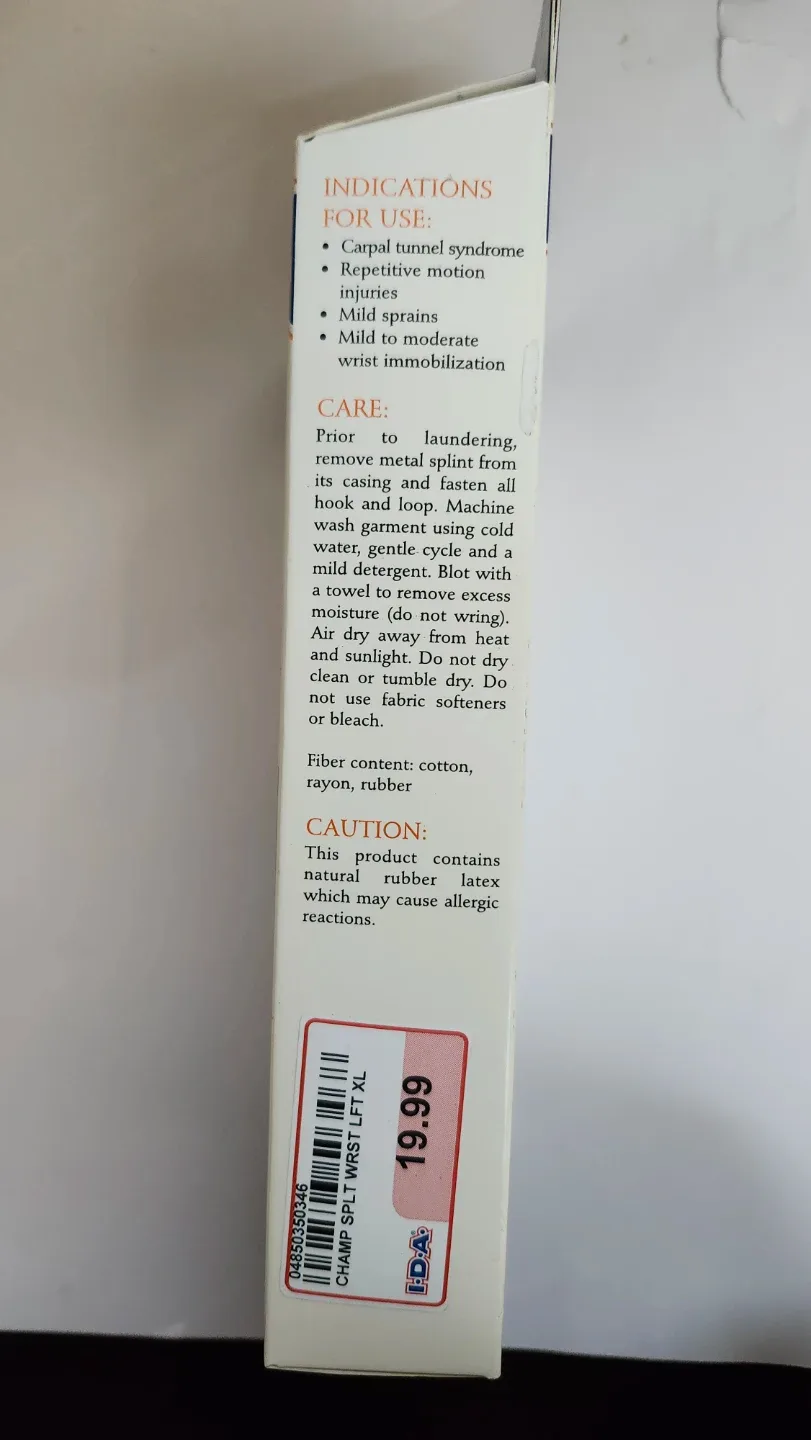 Brand New Champion Elastic Wrist Splint - XL - Left Hand image indicator(3)