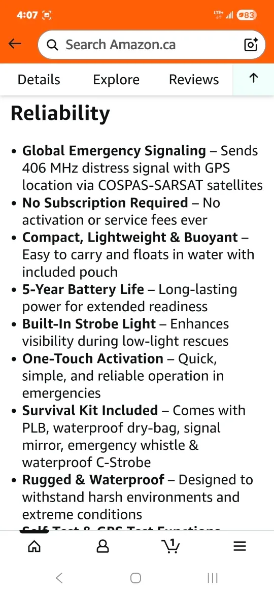 ACR ResQLink View Personal Locator Beacon Survival Kit image indicator(5)