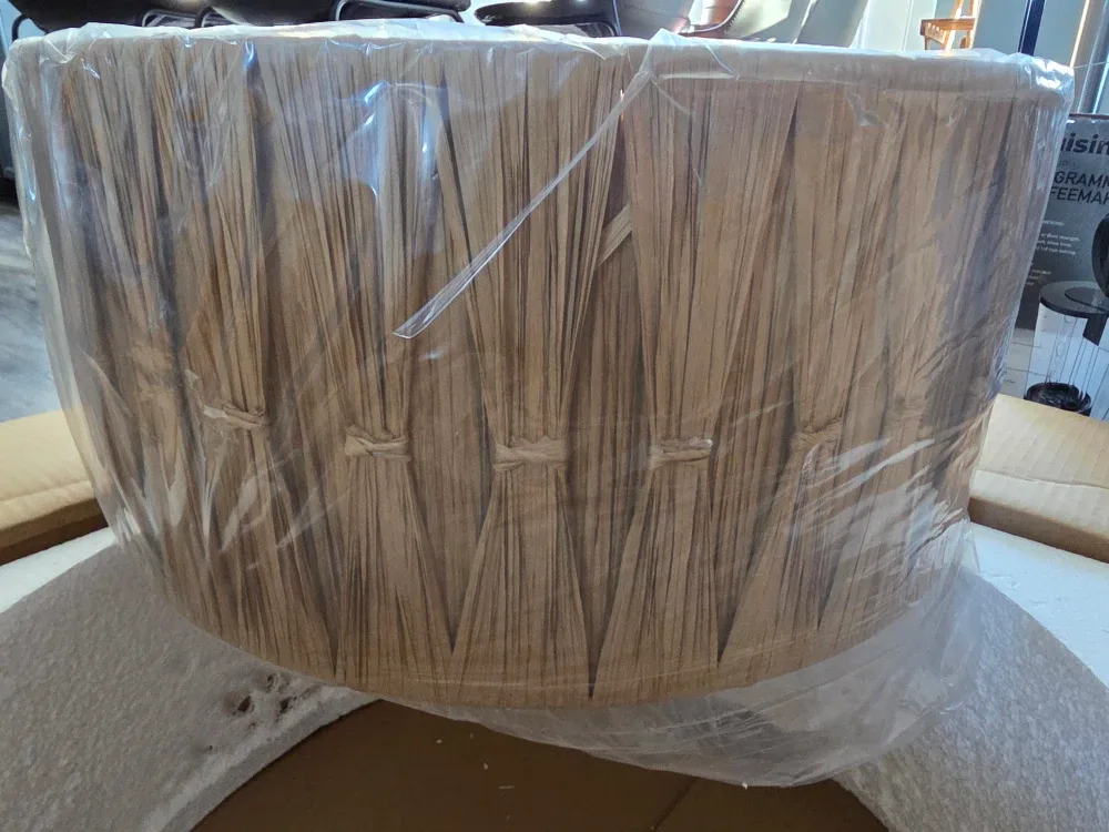 Rattan Woven Drum Chandelier - New in Box! image indicator(2)