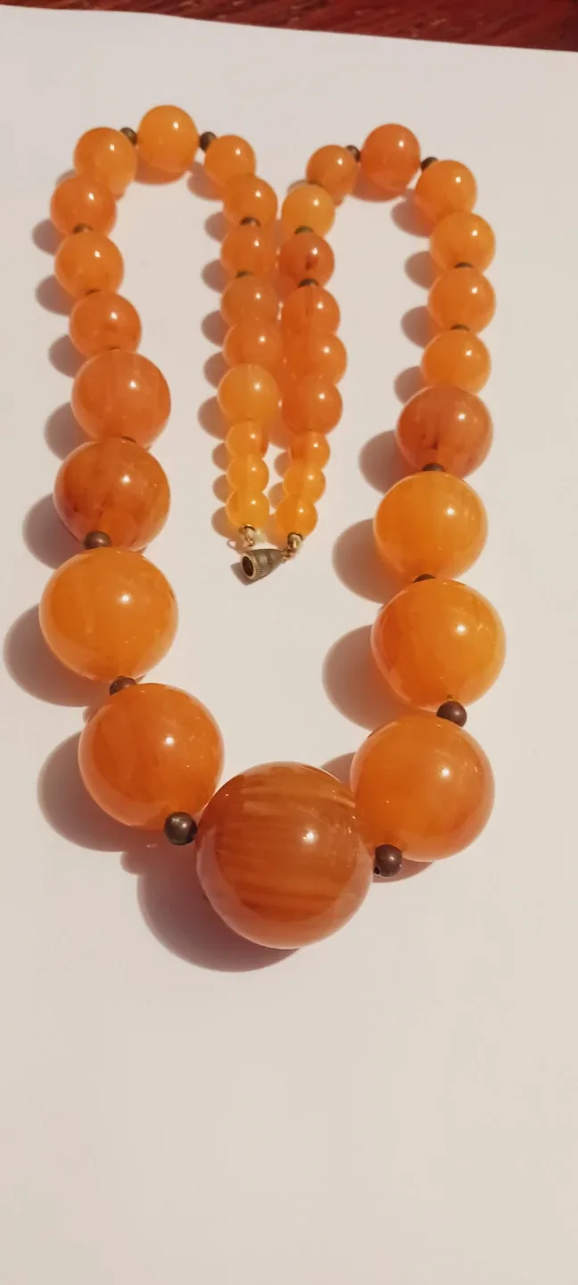 Vintage Butterscotch Amber Beaded Necklace thumbnail