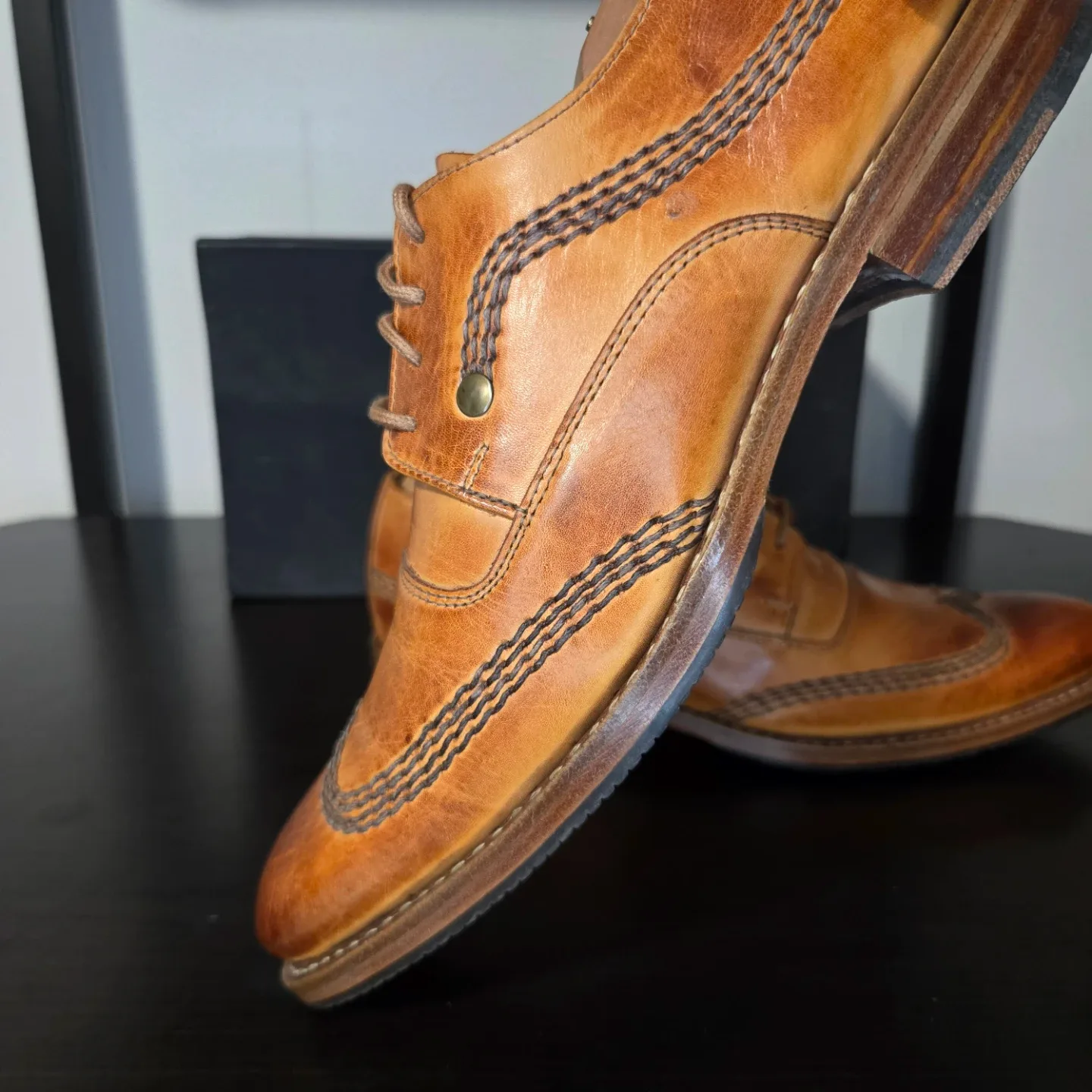 Jose & Markham Brown Leather Dress Shoes - Size 8 image indicator(2)