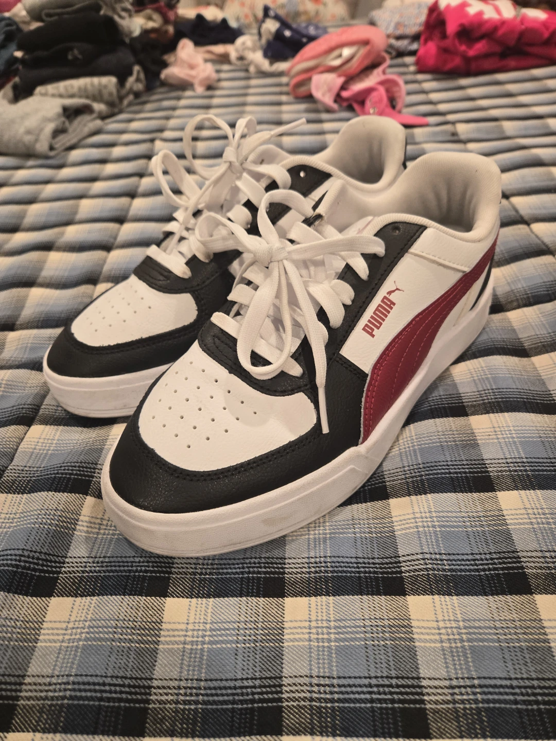 Puma CA Pro Sneakers - White, Black & Burgundy
