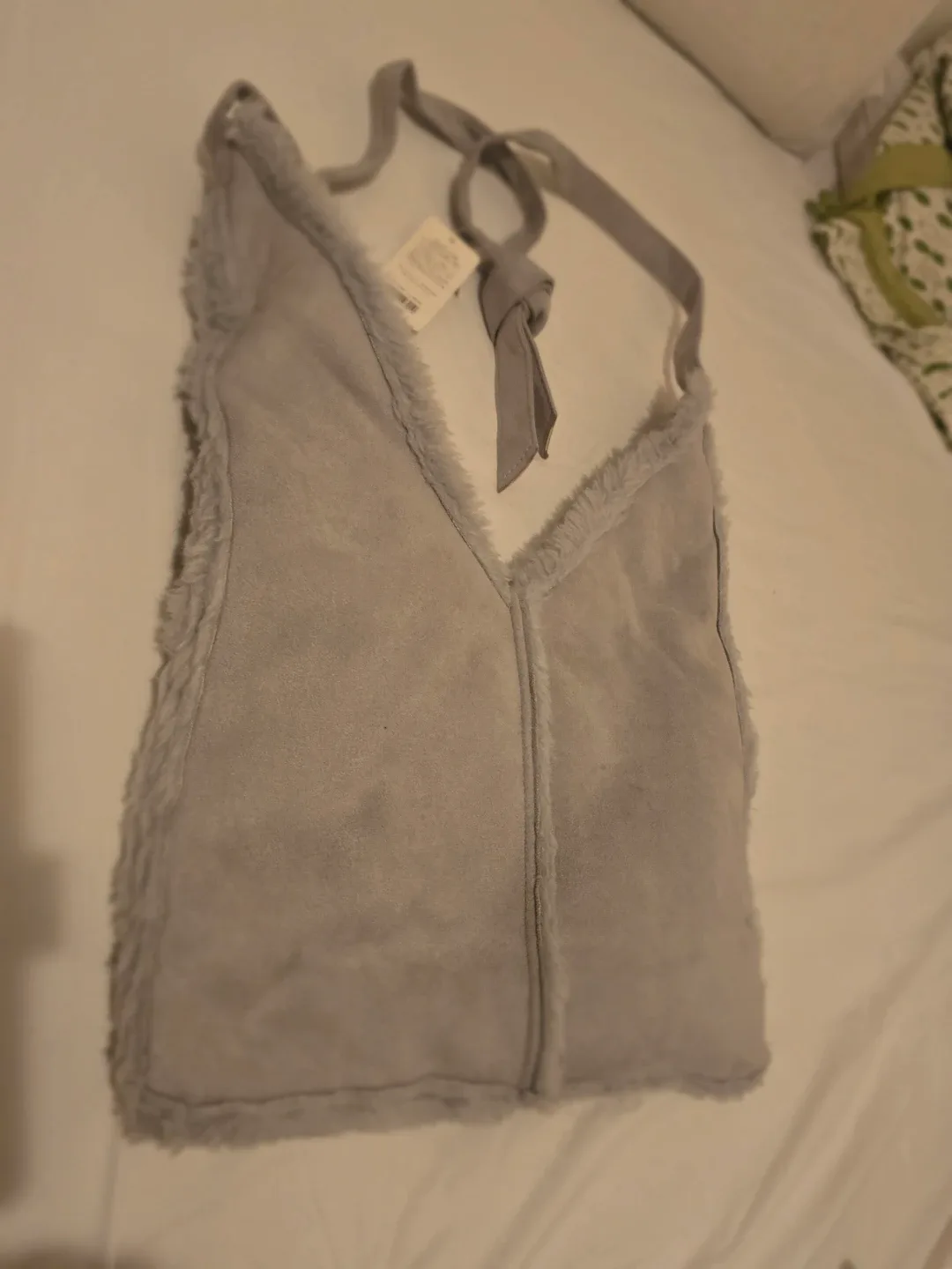 JAPAN Grey Faux Suede & Fur Shoulder Bag thumbnail