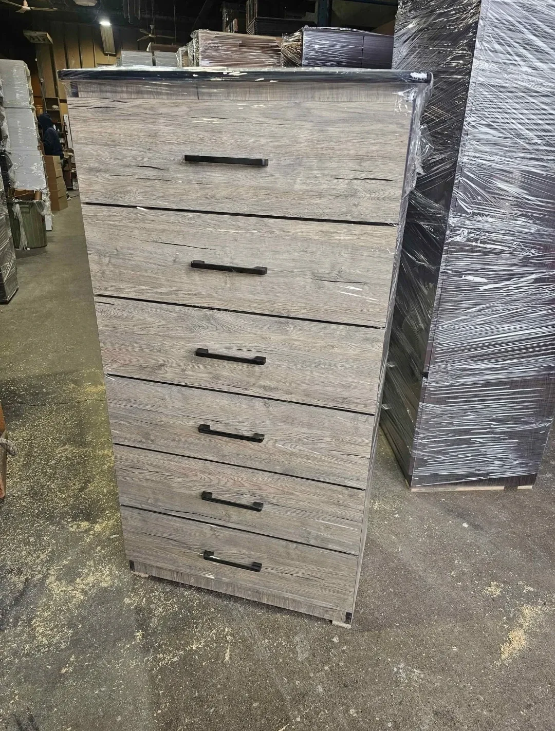 Natural Wood 6-Drawer Chest Dresser