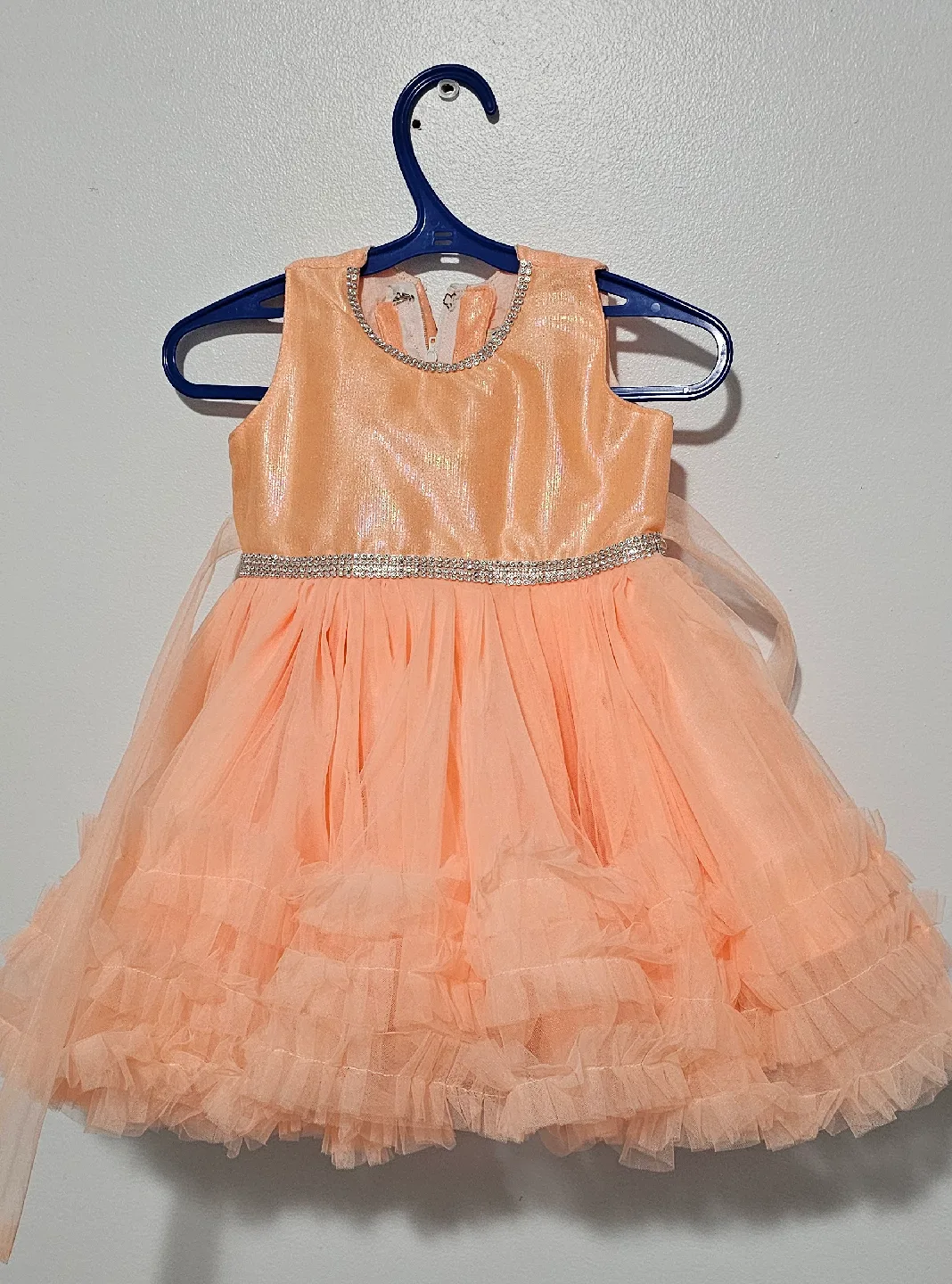 Peach Dress with Tulle Skirt