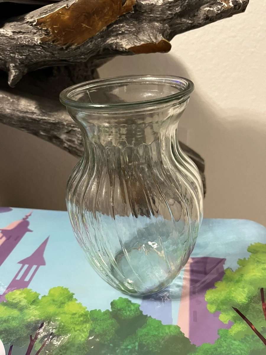 VINTAGE Clear Glass Vase - 9 inches tall