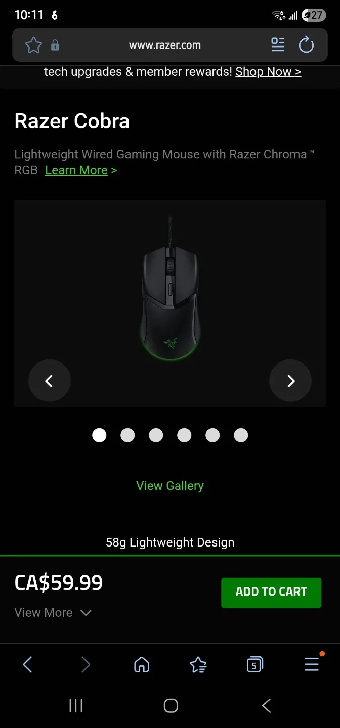 Razer Cobra Lightweight Wired Gaming Mouse