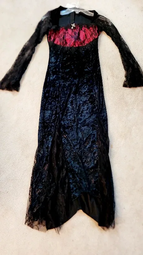 Black & Red Lace Gothic Dress image indicator(3)