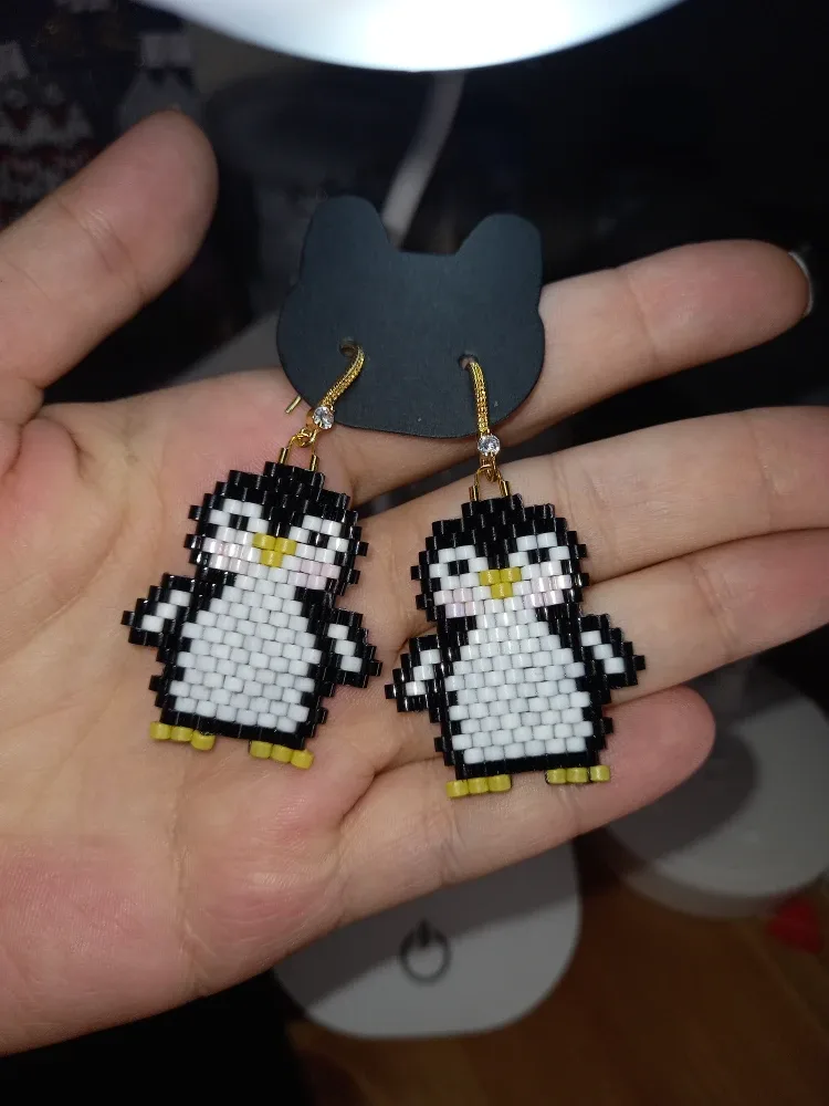 Handmade Beaded Penguin Earrings image indicator(6)