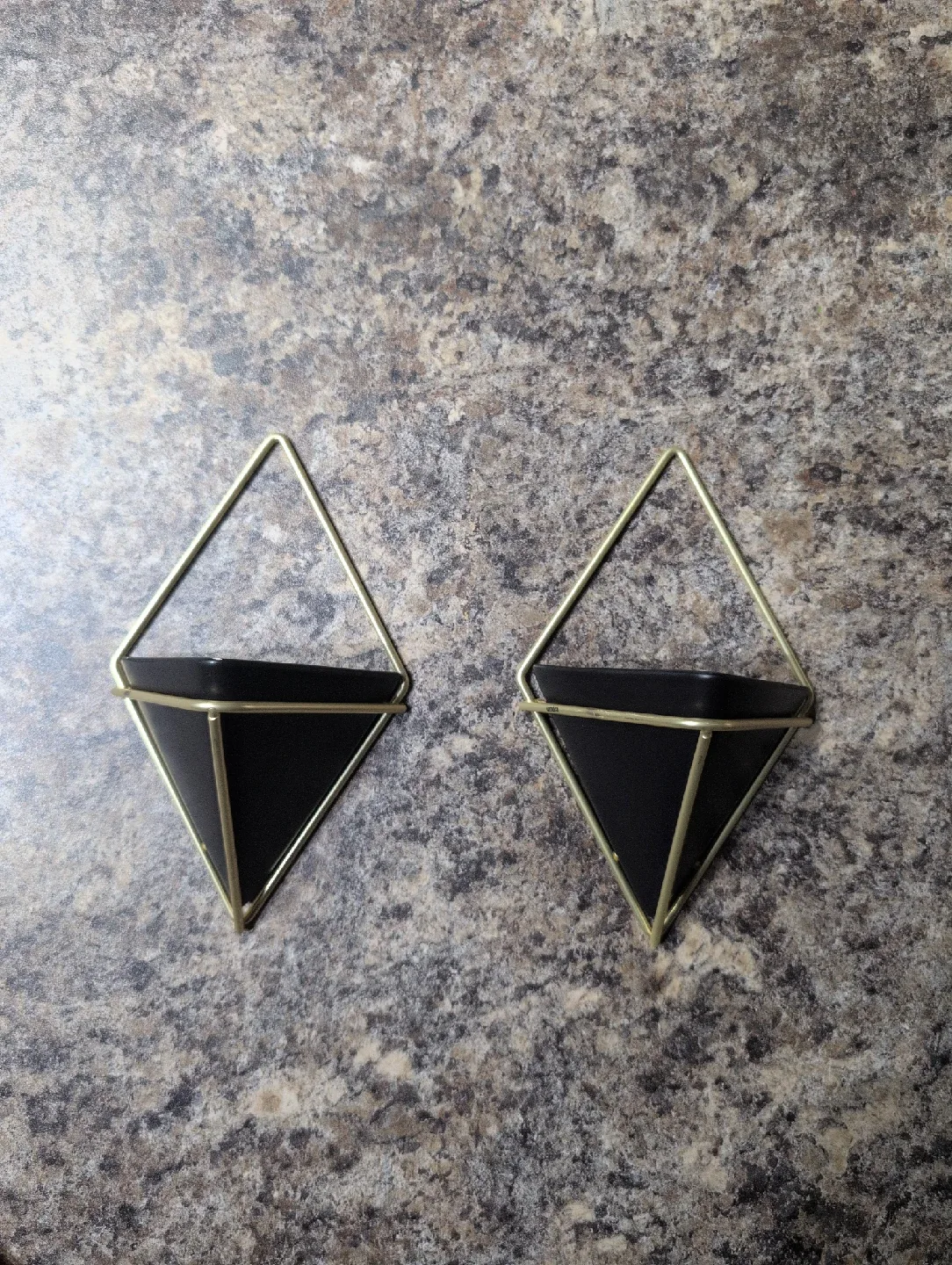 Set of 2 Black & Gold Wall Planters