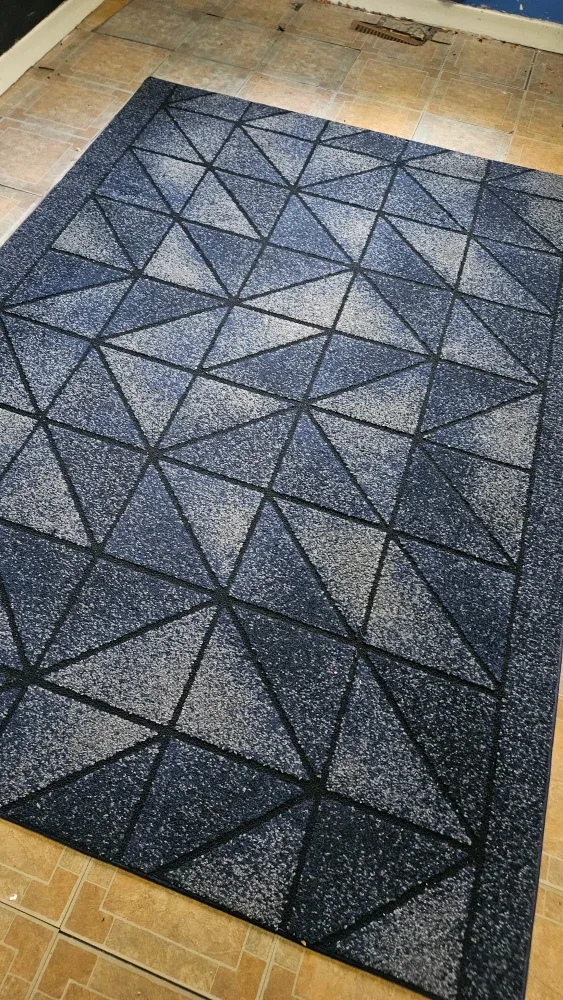 Geometric Patterned Area Rug - Blue/Grey