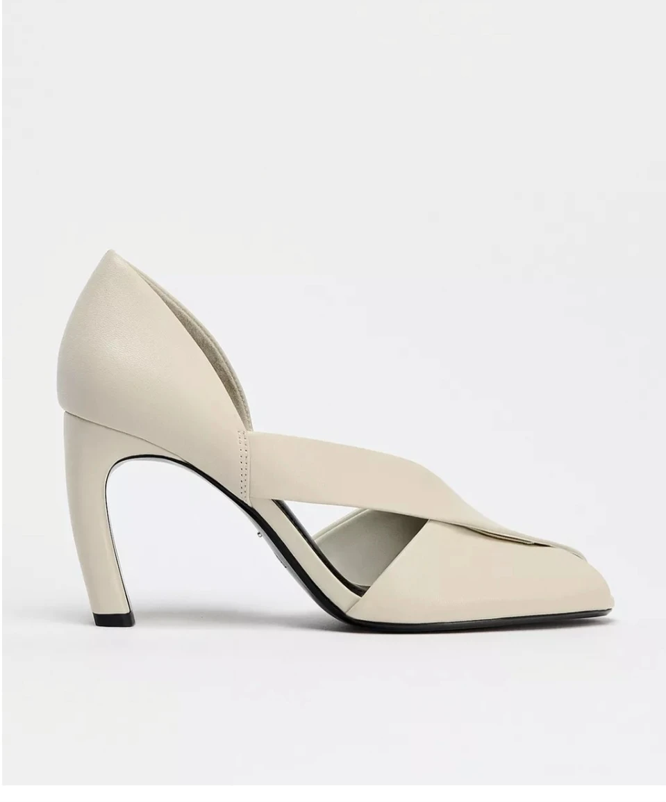 Zara Asymmetric Leather Sandals - Size 8 - photo 3
