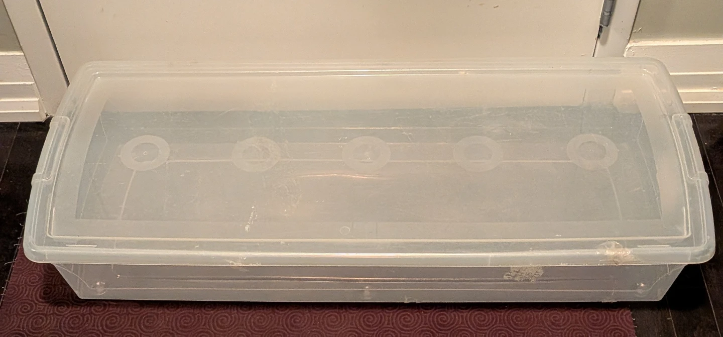 2 Storage Boxes Long-Curver Resin Wicker w/wheels and Clear Box - photo 4
