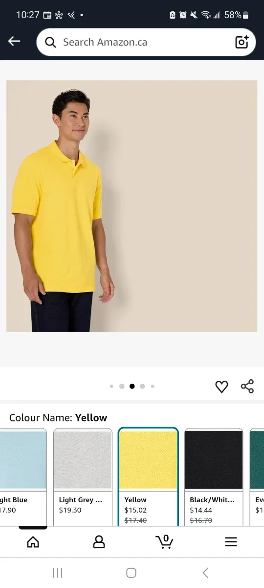 Brand New Amazon Essentials Yellow Polo Shirt - XXL