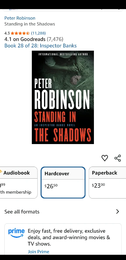 (Bestseller, hardcover) Standing in the Shadows Peter Robinson - photo 2