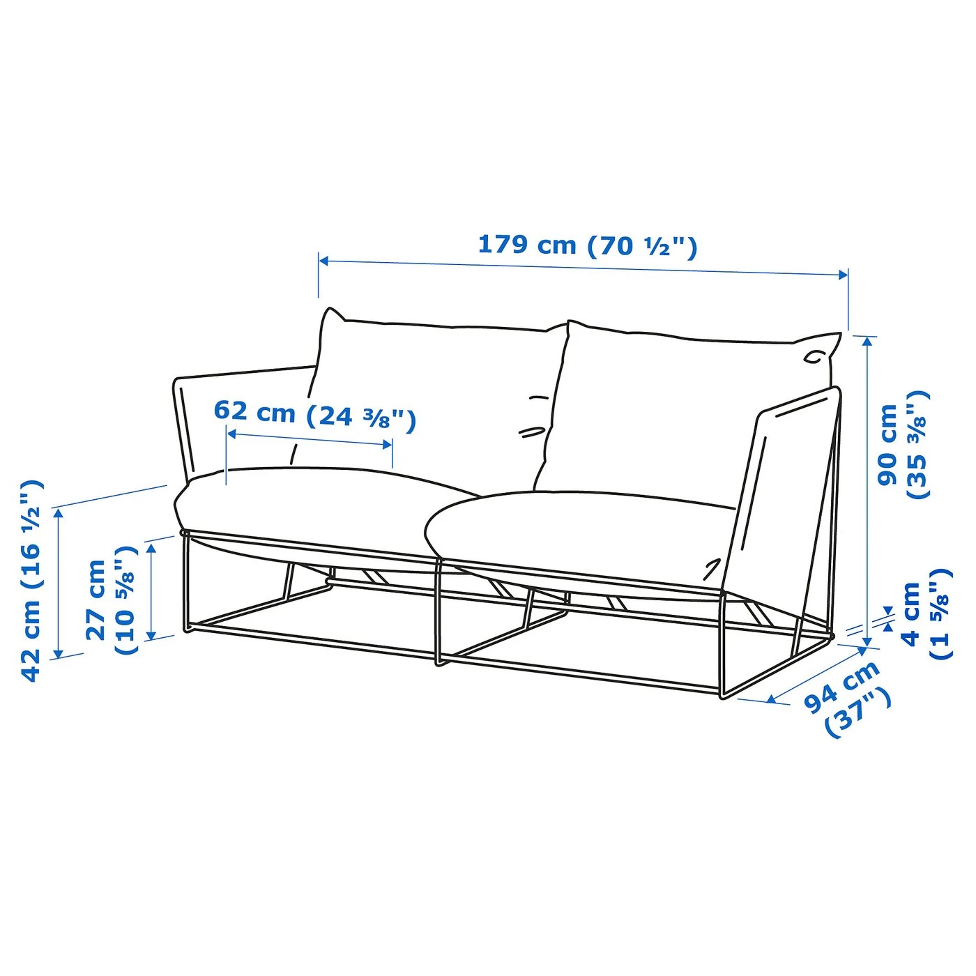 IKEA Havsten Outdoor Patio Two Cushion Loveseat Sofa - photo 5
