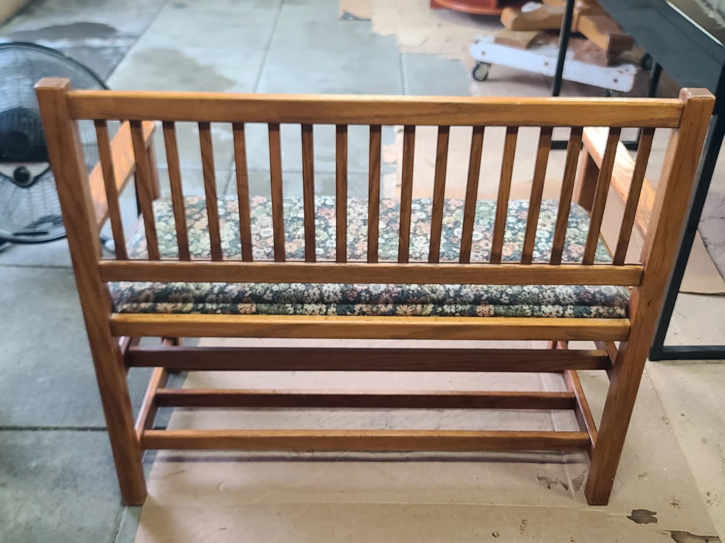 Wooden Entryway Bench with Floral Cushion - photo 3