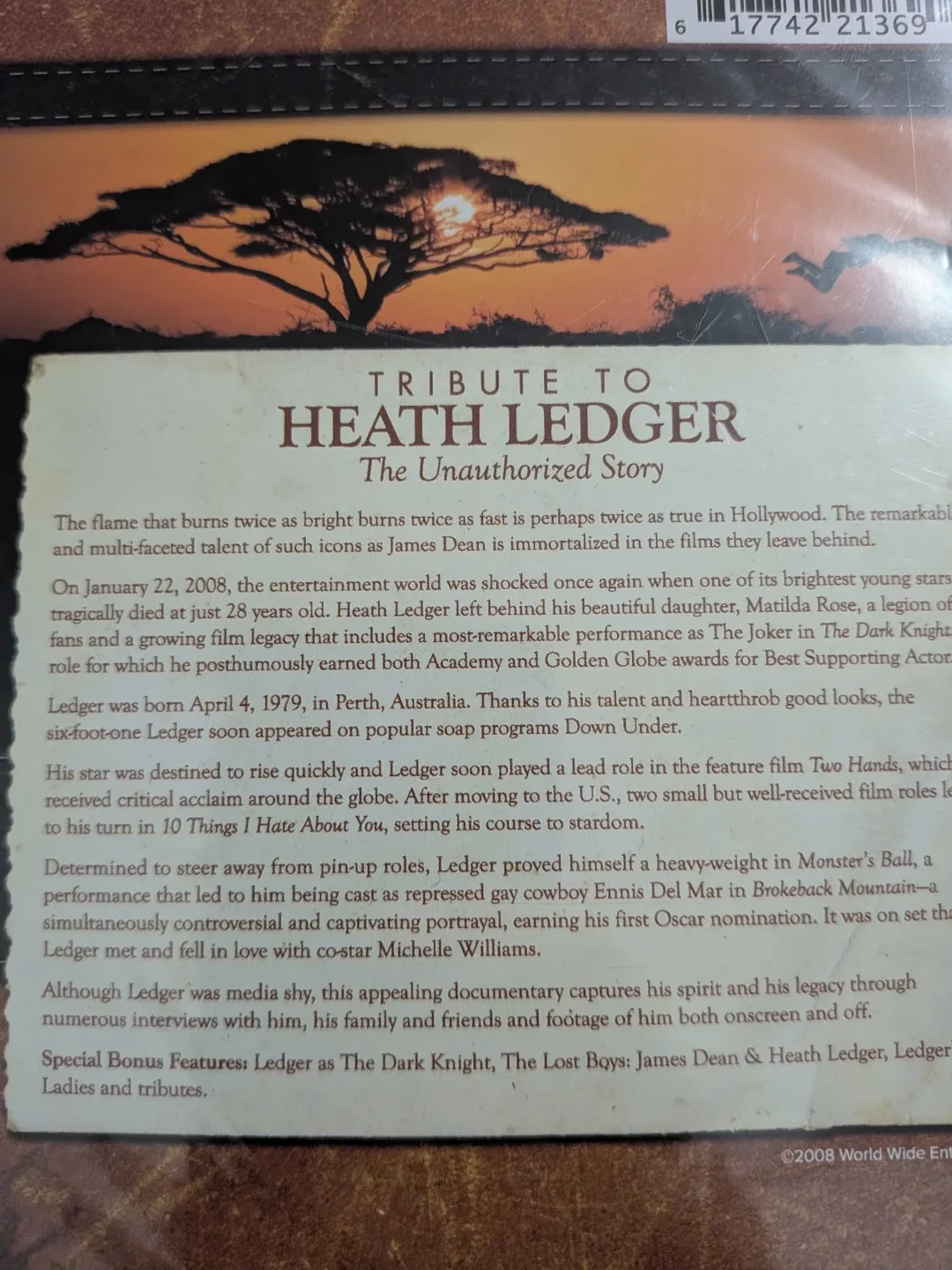 Tribute to Heath Ledger DVD New, sealed plus extra dvd image indicator(5)