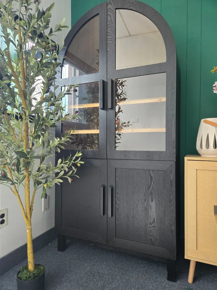 Black Arched Glass Door Display Cabinet image indicator(4)