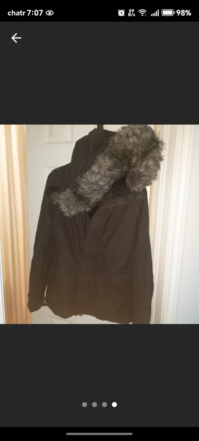 TNA Black Winter Jacket with Faux Fur Hood image indicator(2)