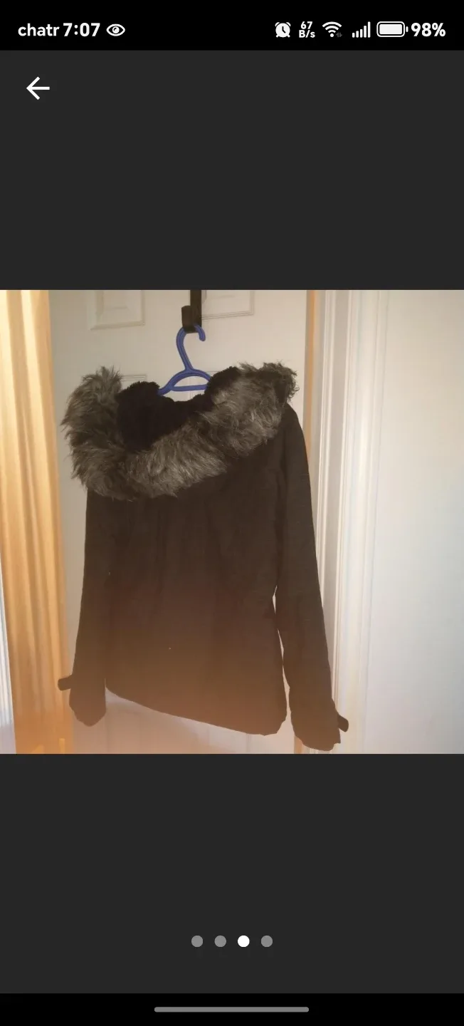 TNA Black Winter Jacket with Faux Fur Hood image indicator(3)