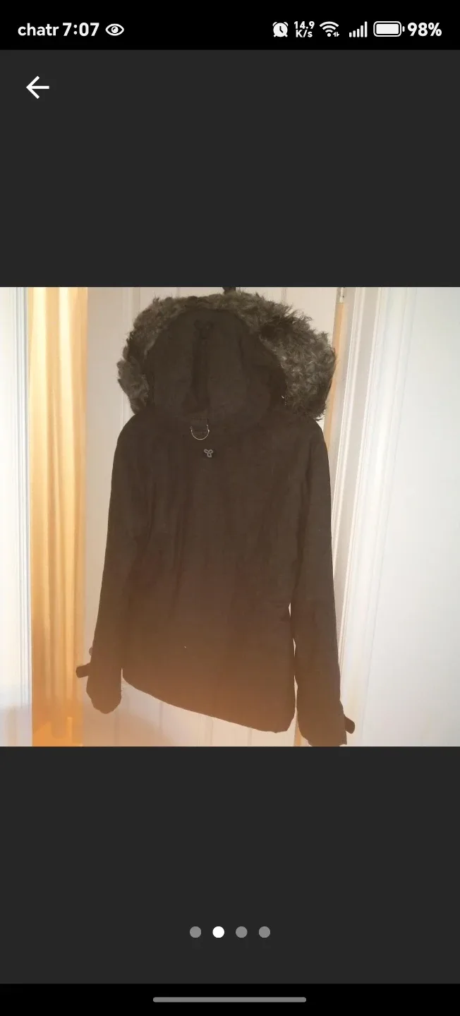 TNA Black Winter Jacket with Faux Fur Hood image indicator(4)