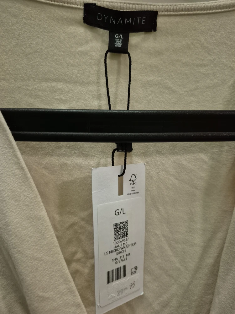 Dynamite LS Micro Crop Top - Birch - Size L - New - photo 2