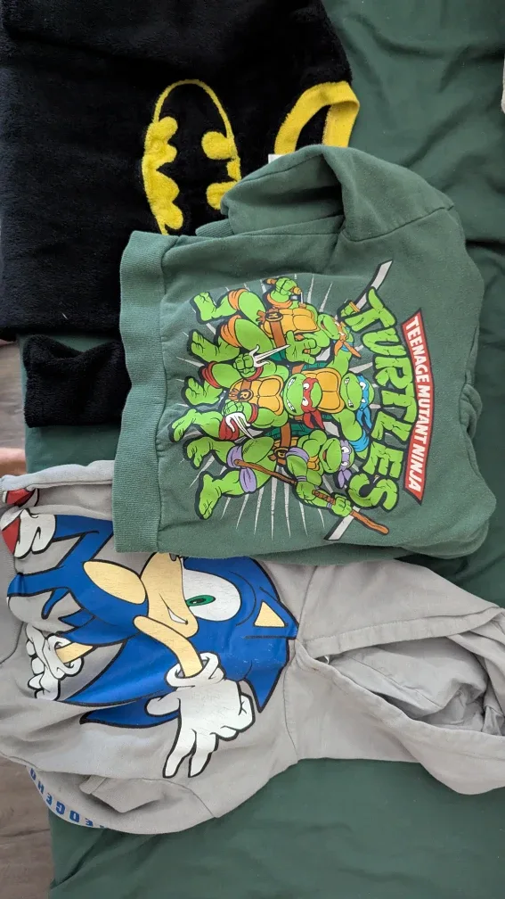 Kids Batman, TMNT, Sonic Hoodies 3T
