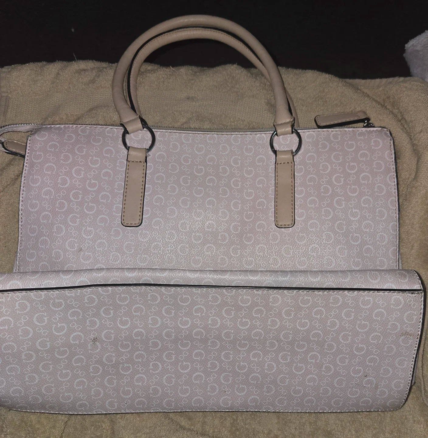 Guess Beige Satchel Bag image indicator(2)