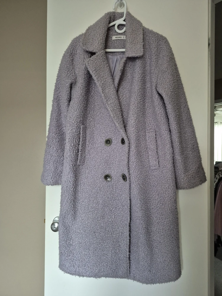 Missguided Grey Teddy Coat - Size 8