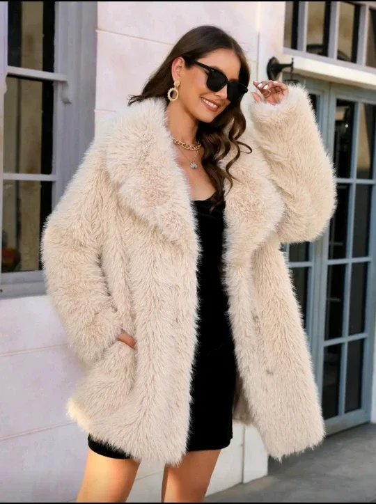 Cream Faux Fur Coat thumbnail