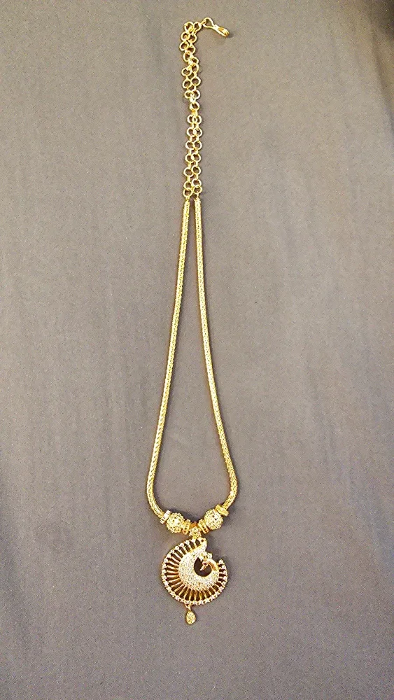 Gold-toned Peacock Pendant Necklace