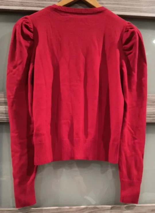 Ralph Lauren Red Puff Sleeve Sweater - Size M image indicator(4)