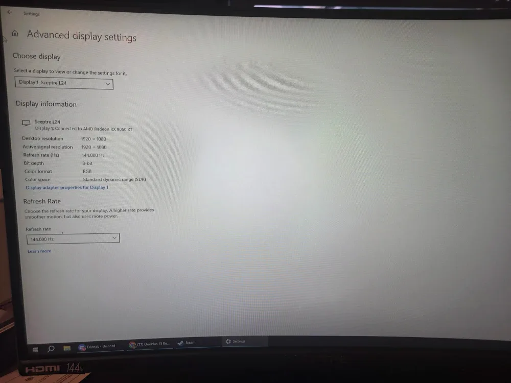 Sceptre L24 24" Curved Gaming Monitor 1080p 144hz image indicator(3)