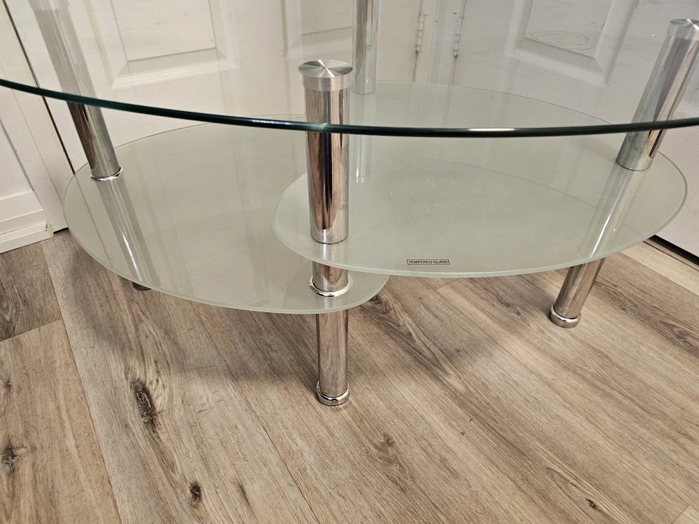 Glass Oval Coffee Table with Chrome Legs - photo 3