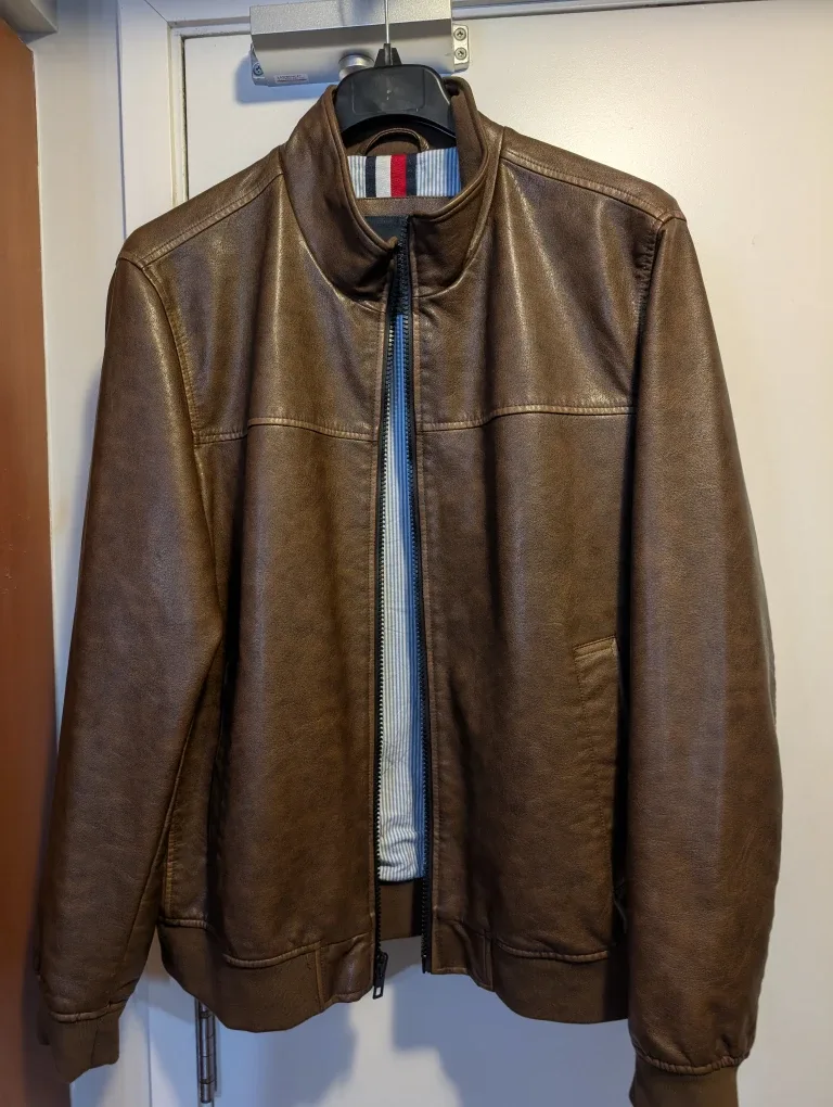 Tommy Hilfiger Brown Leather Jacket XL