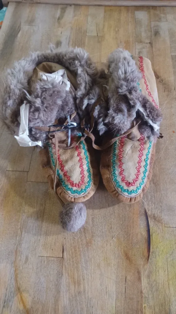 Fur-Lined Moccasin Slippers