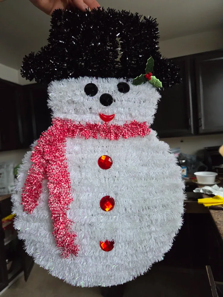 Like New 19" Tinsel Snowman Christmas Window Decoration