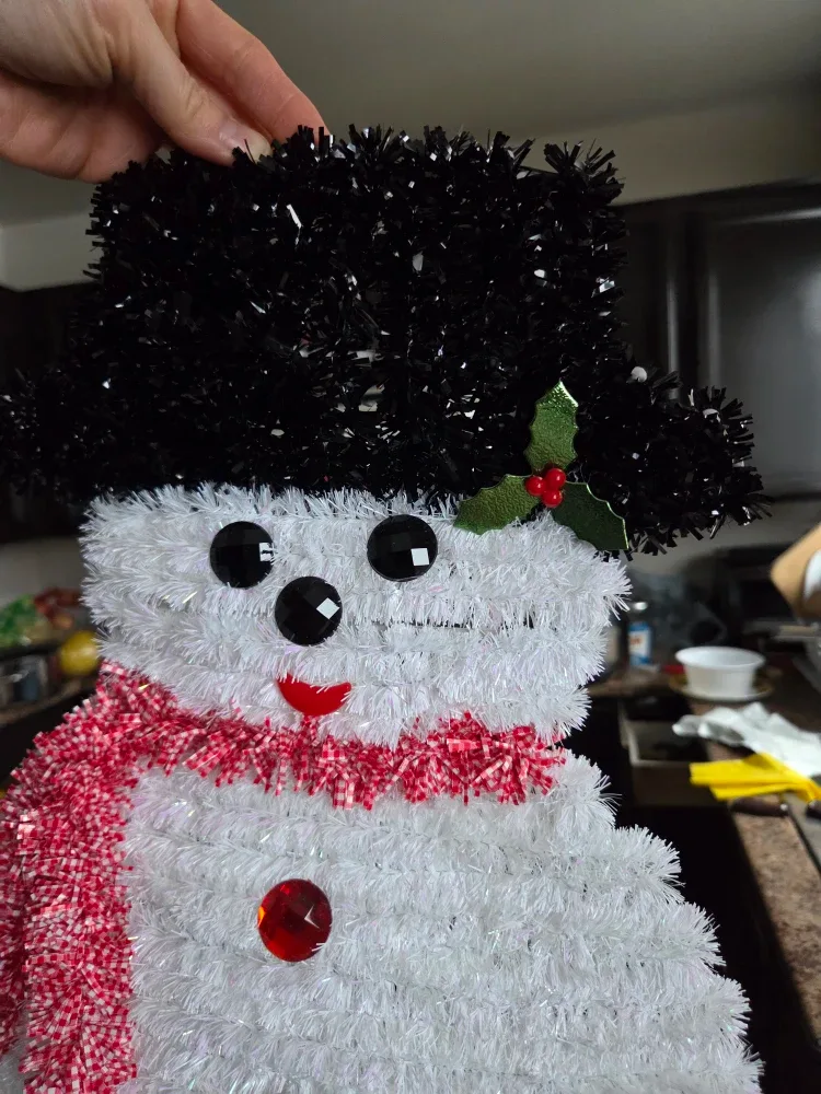 Like New 19" Tinsel Snowman Christmas Window Decoration image indicator(2)