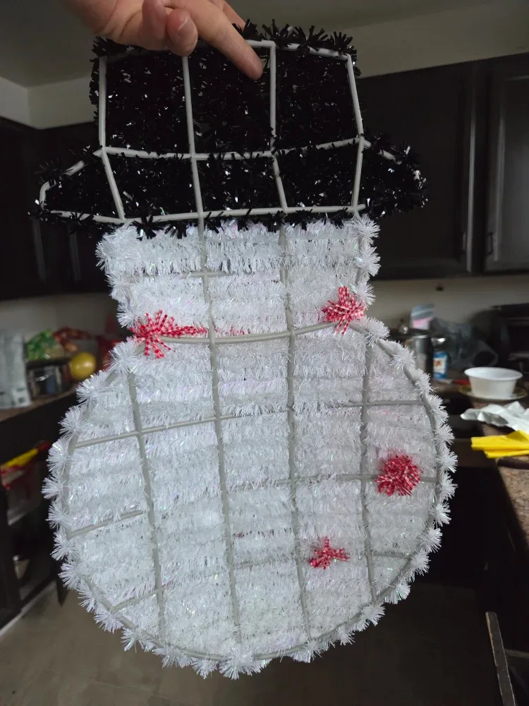Like New 19" Tinsel Snowman Christmas Window Decoration image indicator(4)