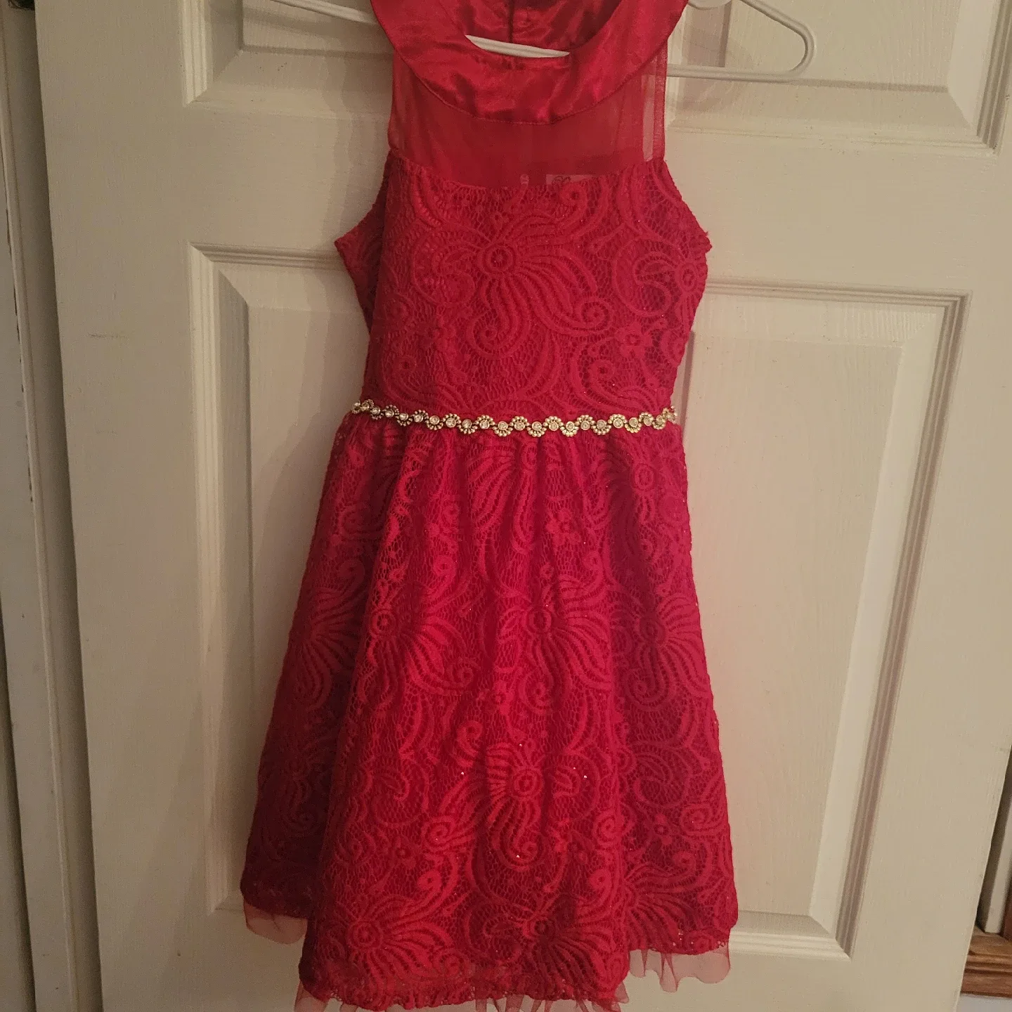 Red Lace Sparkle Dress - Girls Size 10 thumbnail