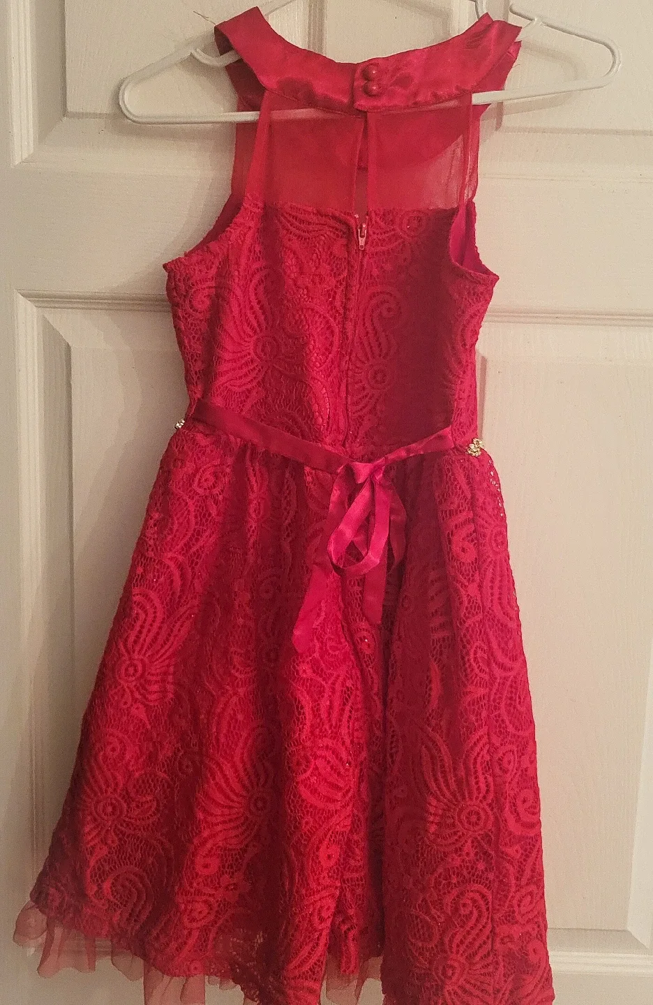 Red Lace Sparkle Dress - Girls Size 10 image indicator(2)
