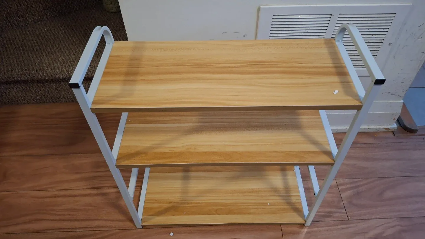 3-Tier Shelf - Wood & White Metal Frame (8x19.5" h:22) image indicator(3)