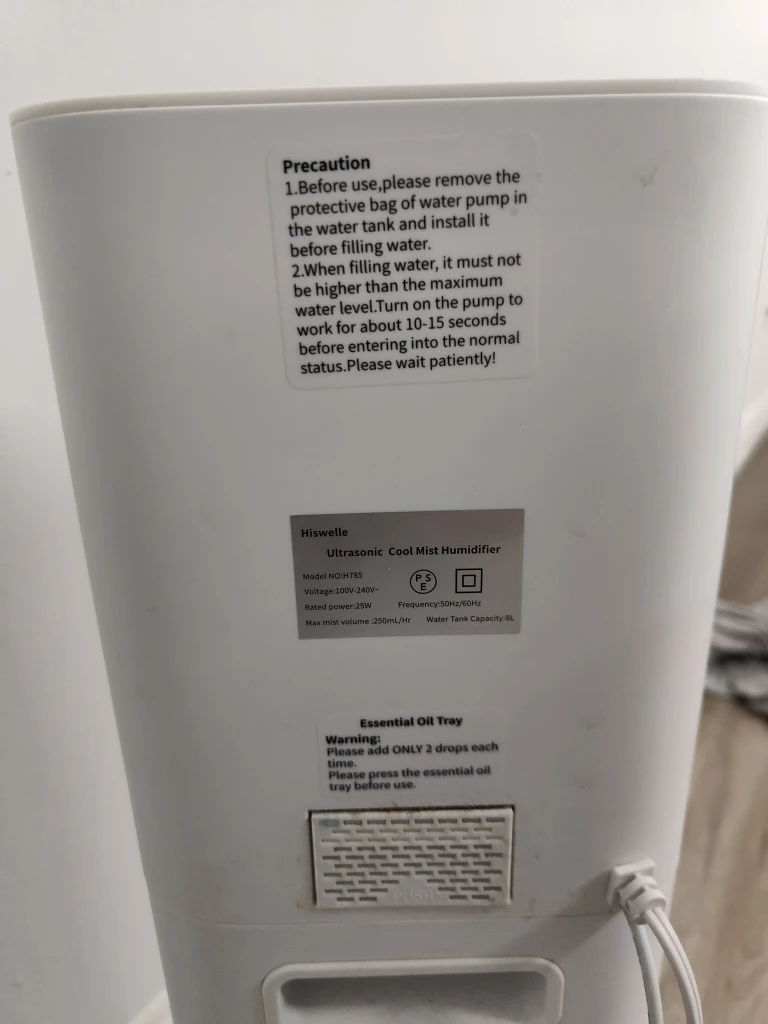 Hiswelle Ultrasonic Cool Mist Humidifier - White - photo 3